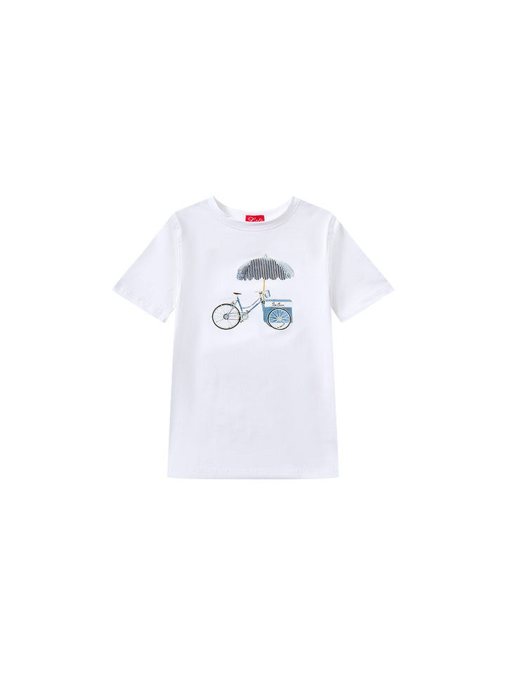 Bike Print Short Sleeve T-shirt - Blue