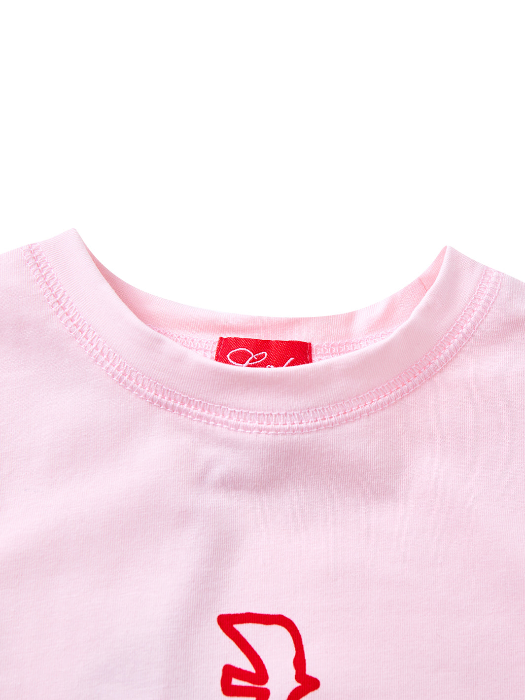 Bird Print Short Sleeve T-shirt - Pink