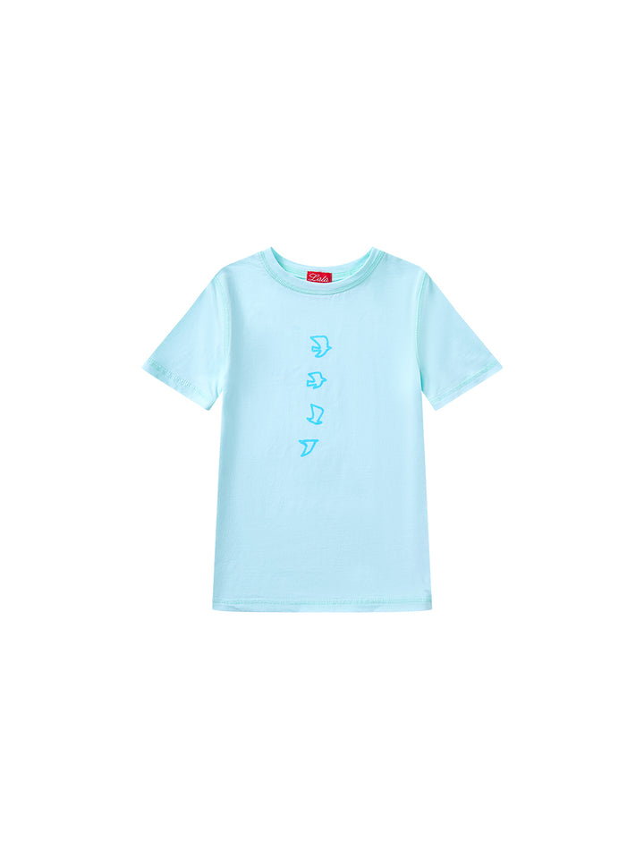 Bird Print Short Sleeve T-shirt - Pale Mint