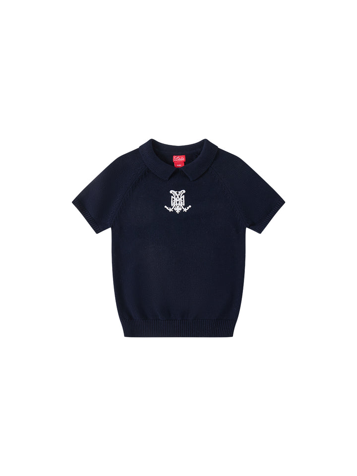 Signature Knit Short Sleeve Sweater - Deep Navy