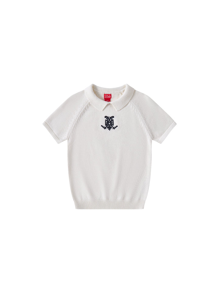Signature Knit Short Sleeve Sweater - Off White