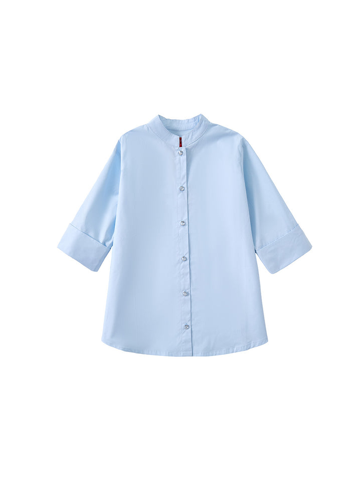 Parlor High Neck Shirt - Lt. Blue
