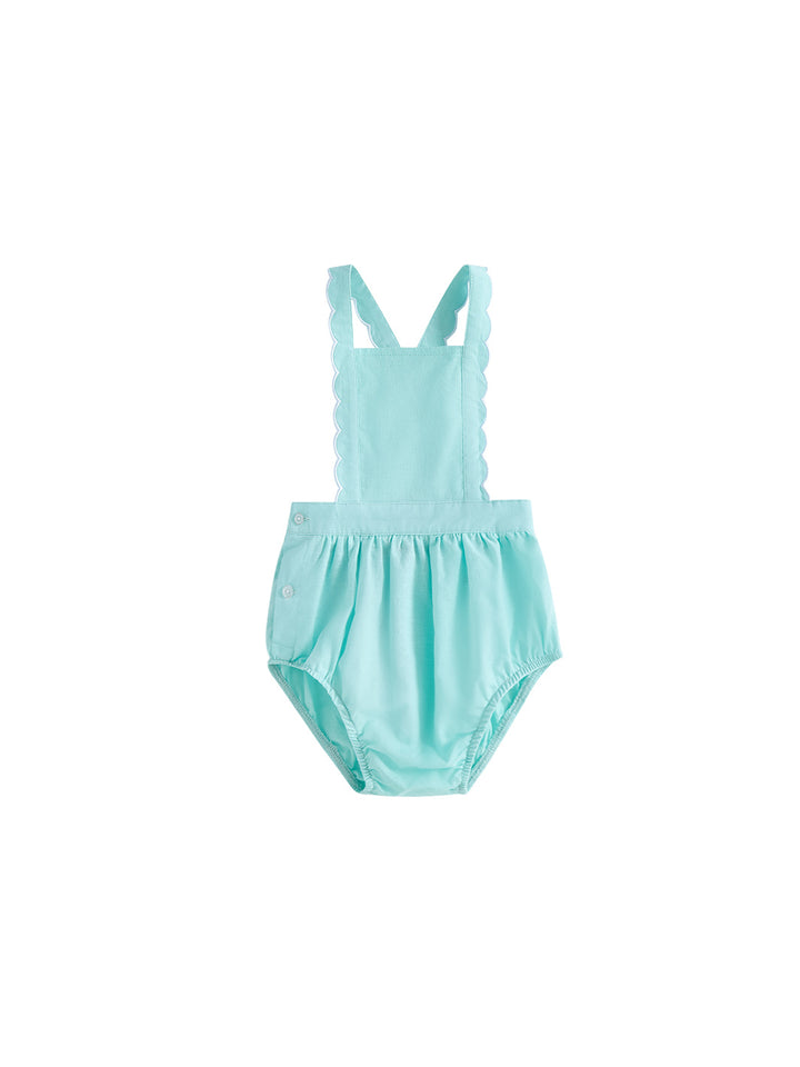 Scalloped Strap Romper - Brook Green