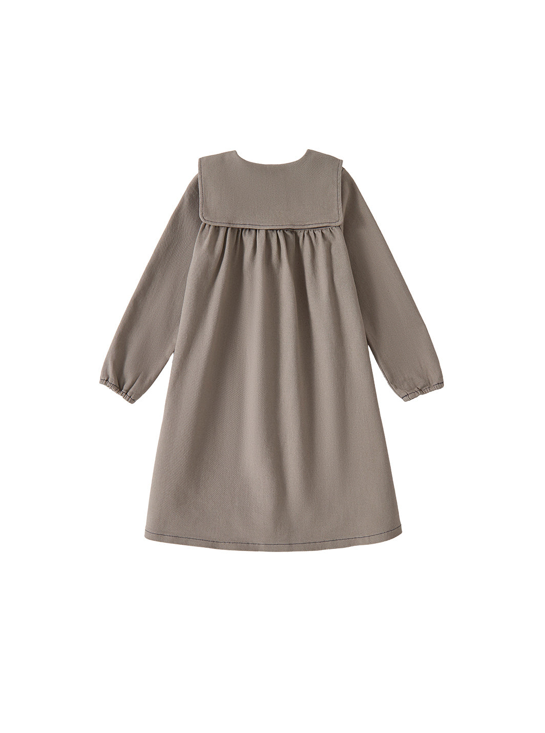 Sailor Collar Twill Dress - Grey