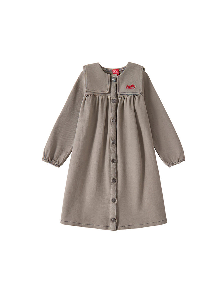 Embroidered Parade Dress - Grey – Lulu Kids Clothing