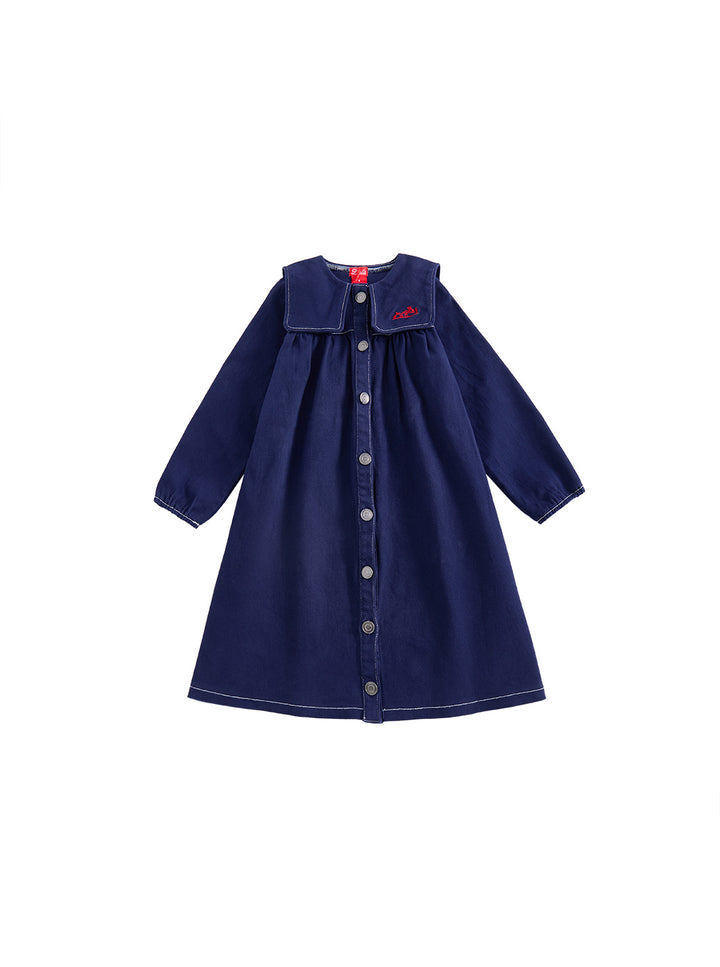 Embroidered Parade Dress - Navy