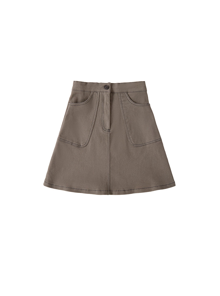 Embroidered Parade Skirt - Grey