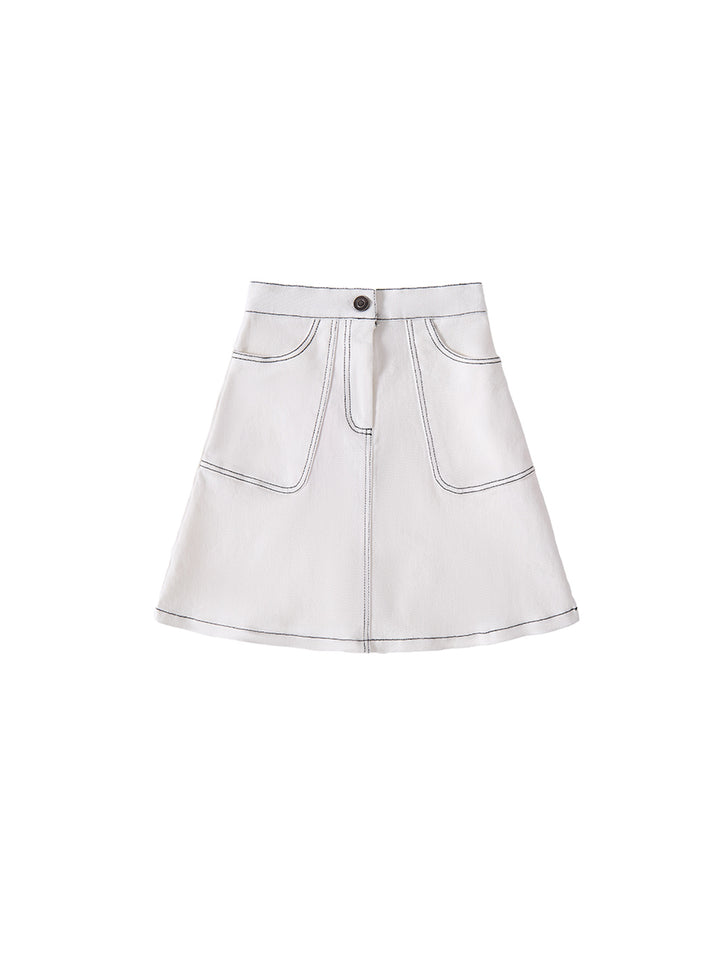 Embroidered Parade Skirt - White