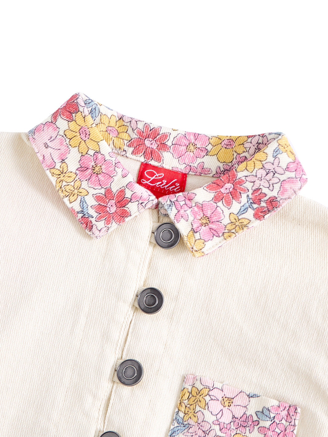 Twill Floral Crop Shirt