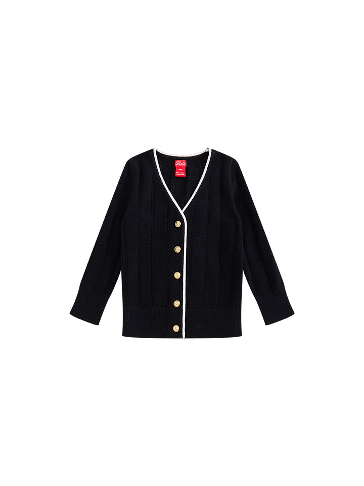 Contrast Edge Cardigan - Black
