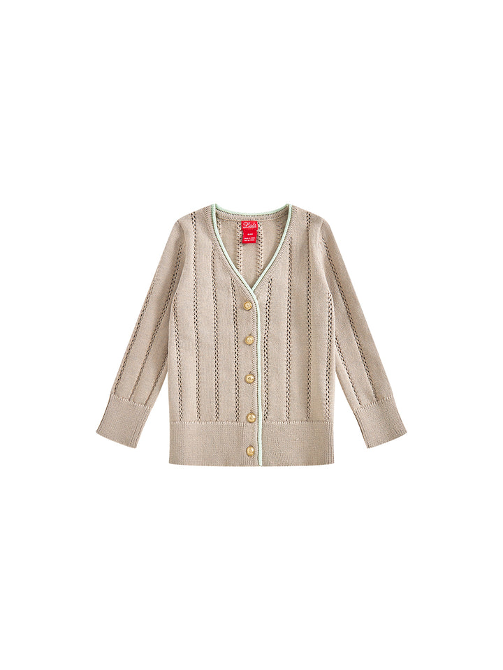 Contrast Edge Cardigan - Lt. Sand