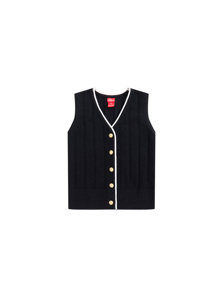 Contrast Edge Vest - Black