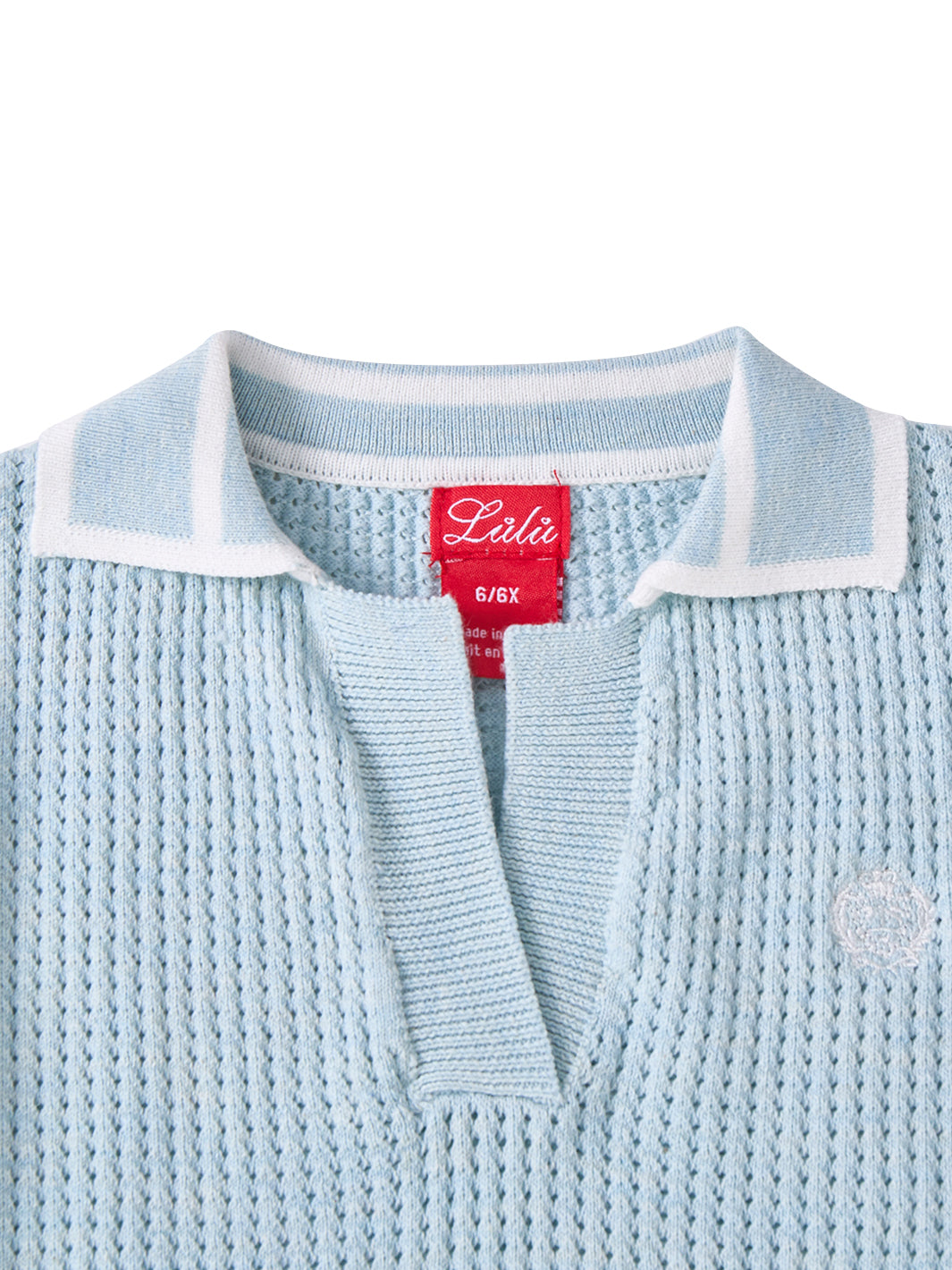 Eyelet Collared Short Sleeve Sweater