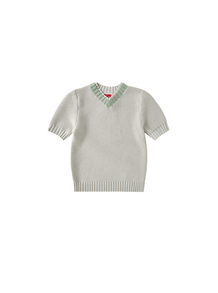 Grid Short Sleeve Sweater