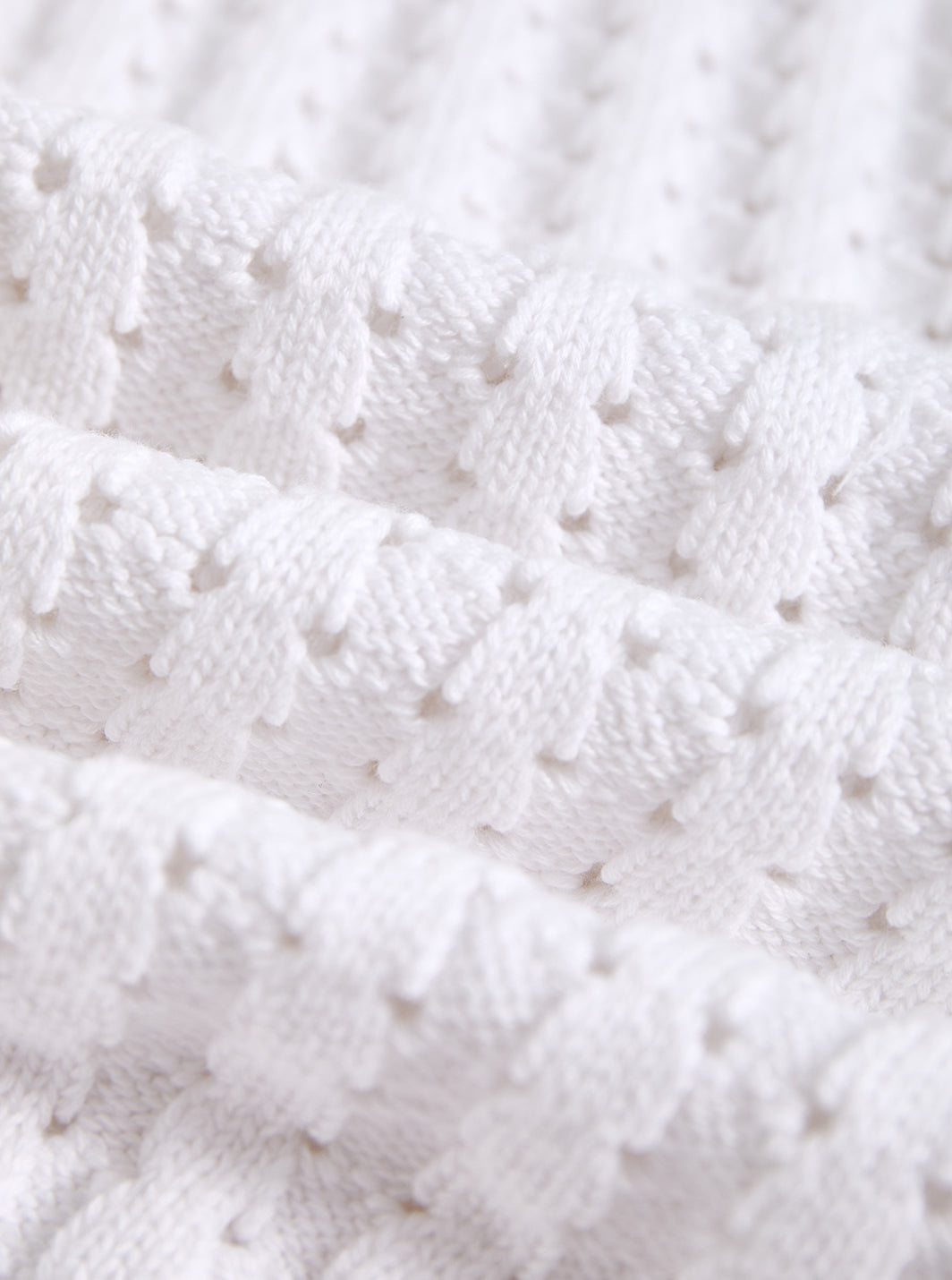 Eyelet Rib Stitch Sweater - White/Smoky Lt. Blue