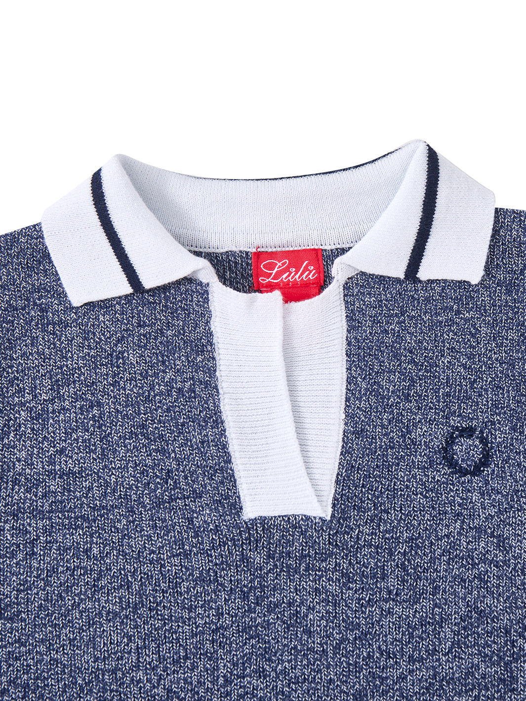 Emblem Collar Short Sleeve Sweater