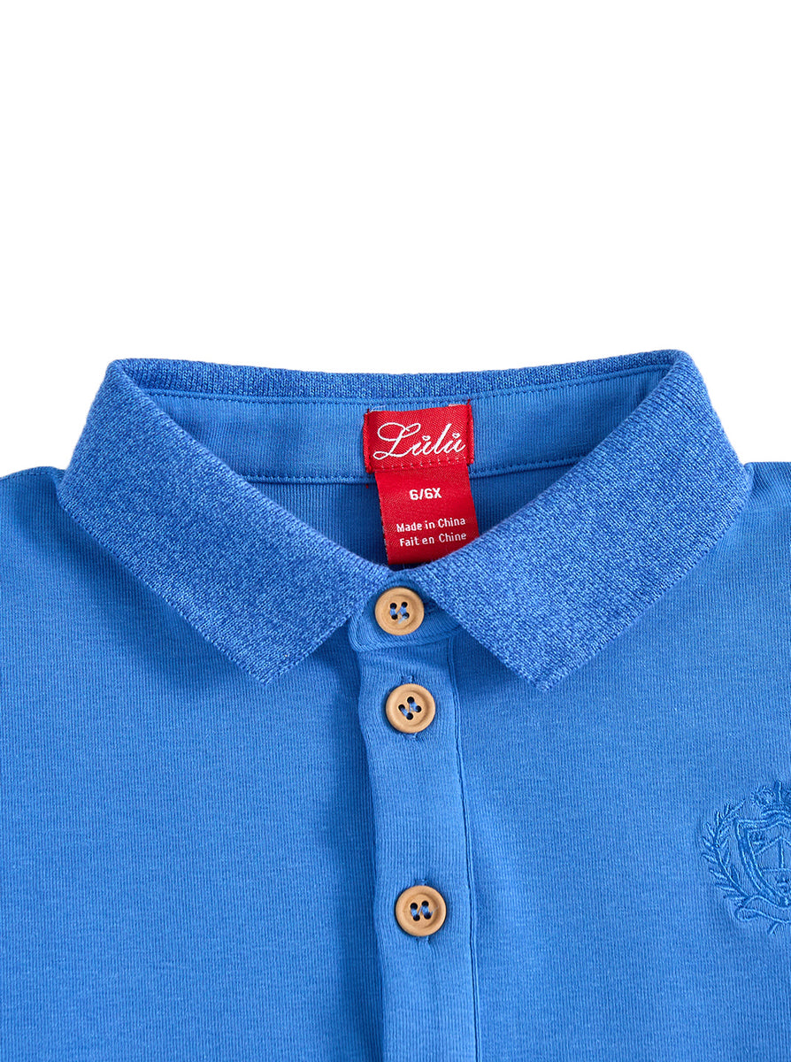 Solid Emblem Polo - Royal Blue – Lulu Kids Clothing