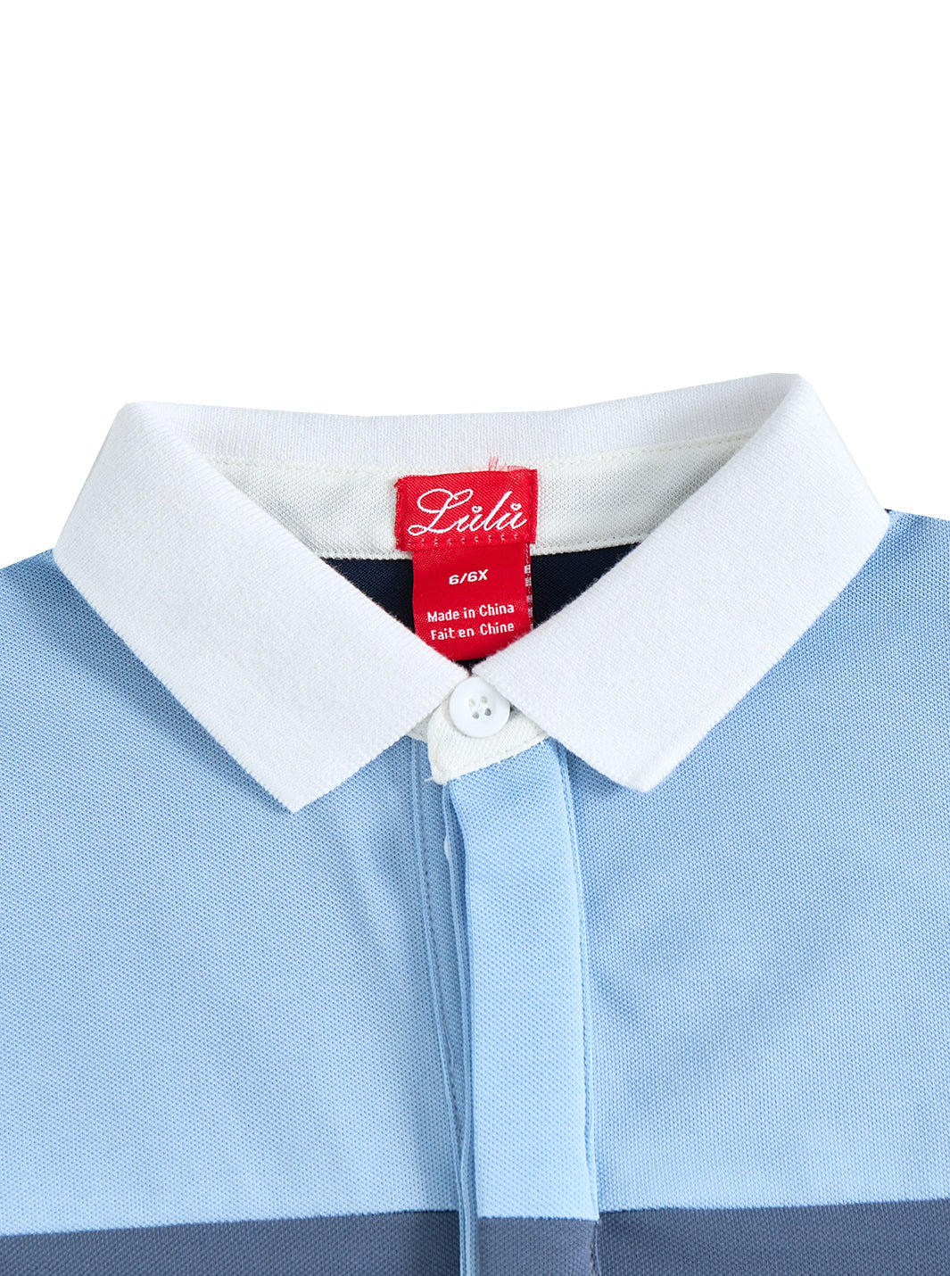 Color Block Striped Short Sleeve Polo - Sky Blue