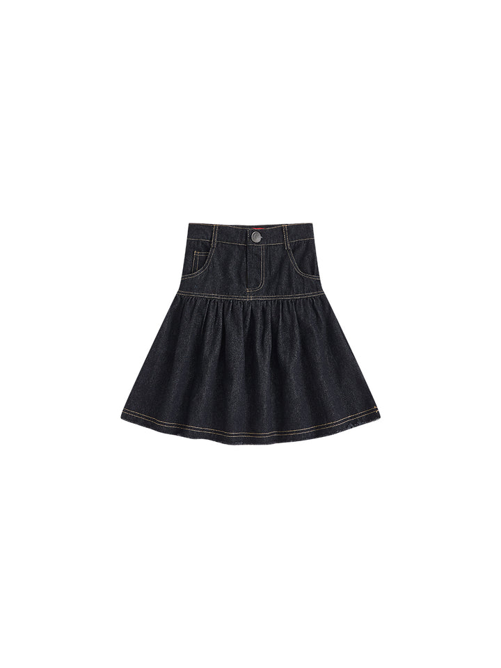 Denim Yoke Skirt - Black