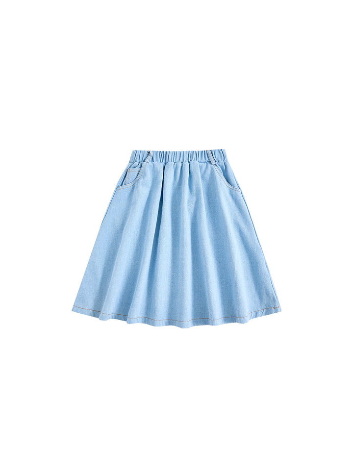 Denim Pocket Skirt - Pale Blue