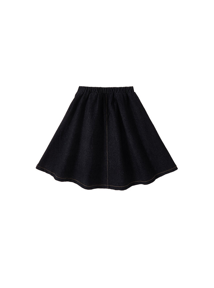 Denim A-Line Skirt - Black Mix