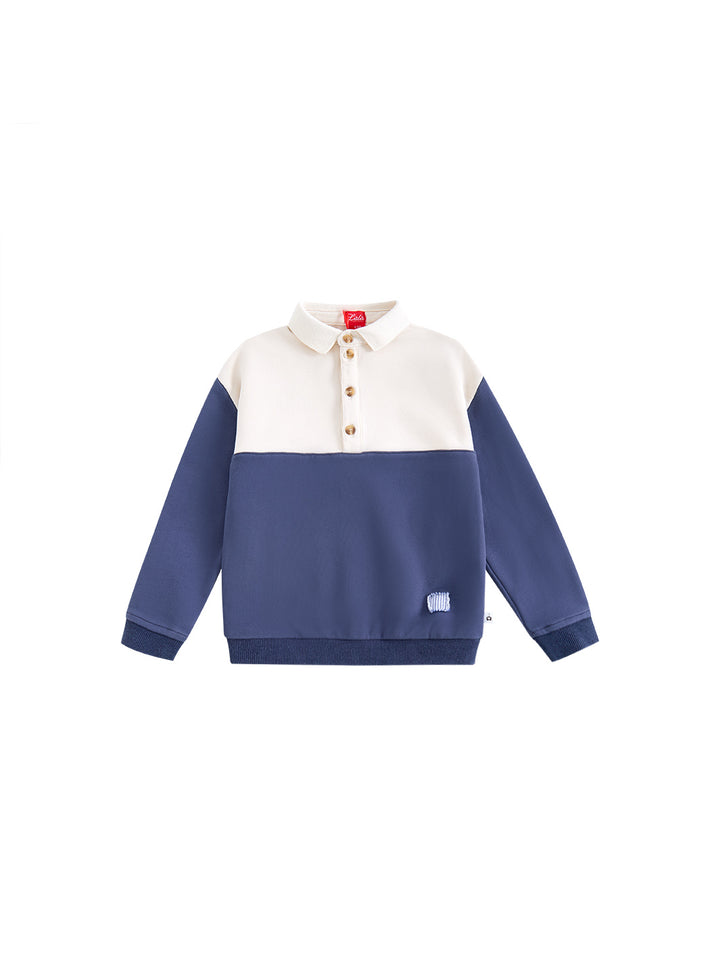 Striped Fabric Patch Polo - Cream/Navy