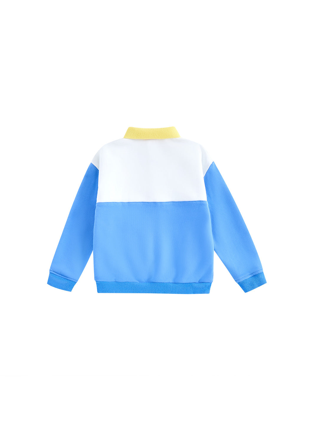 Striped Fabric Patch Polo - White /Blue