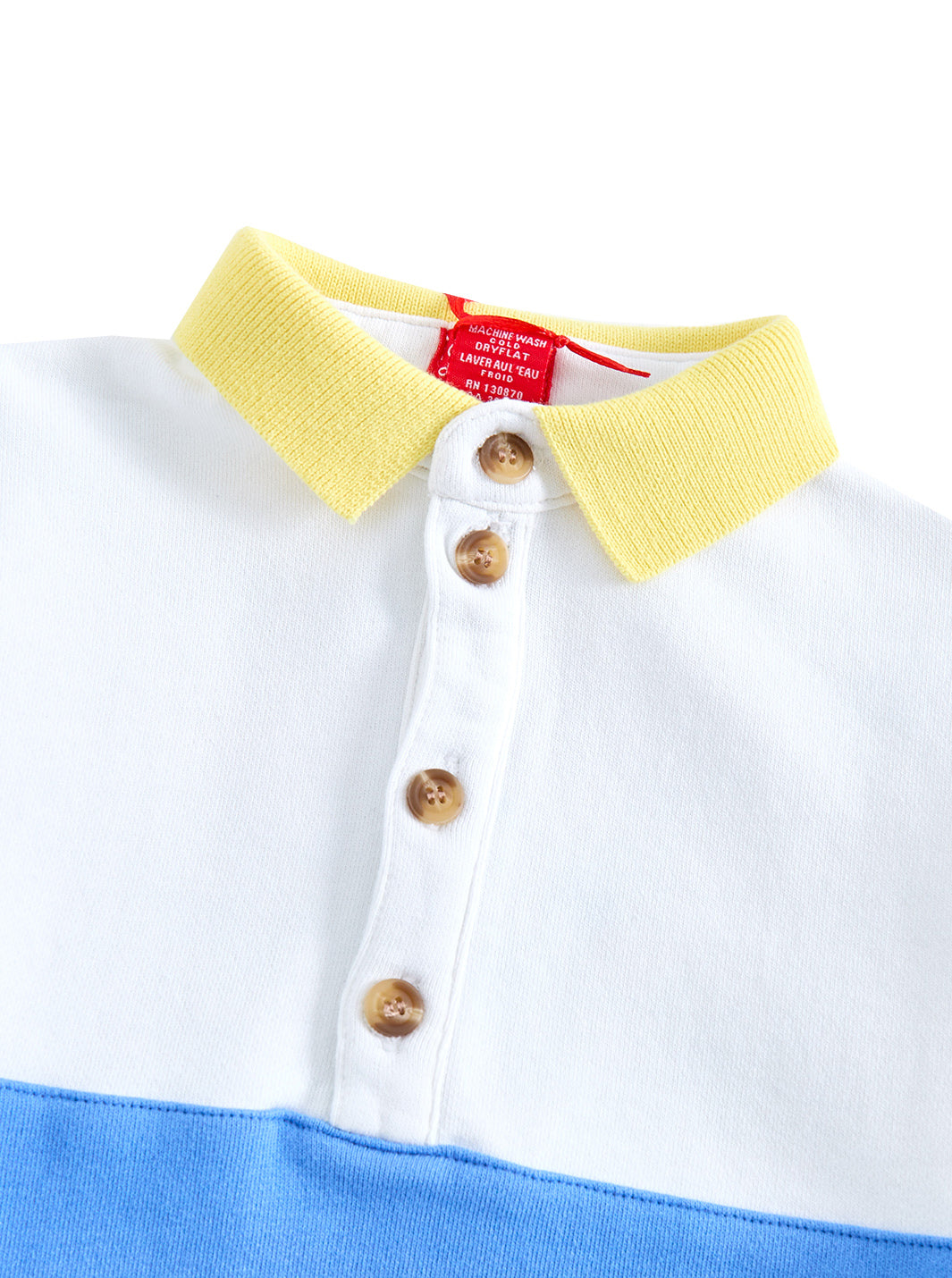 Striped Fabric Patch Polo - White /Blue