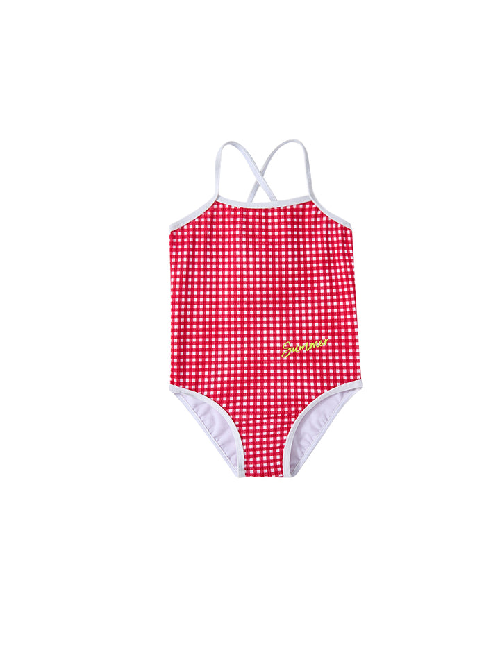 Gingham Swimsuit - Red/White