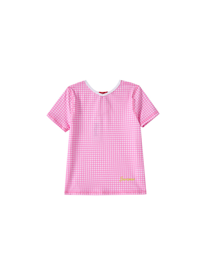 Gingham T-shirt - Pink