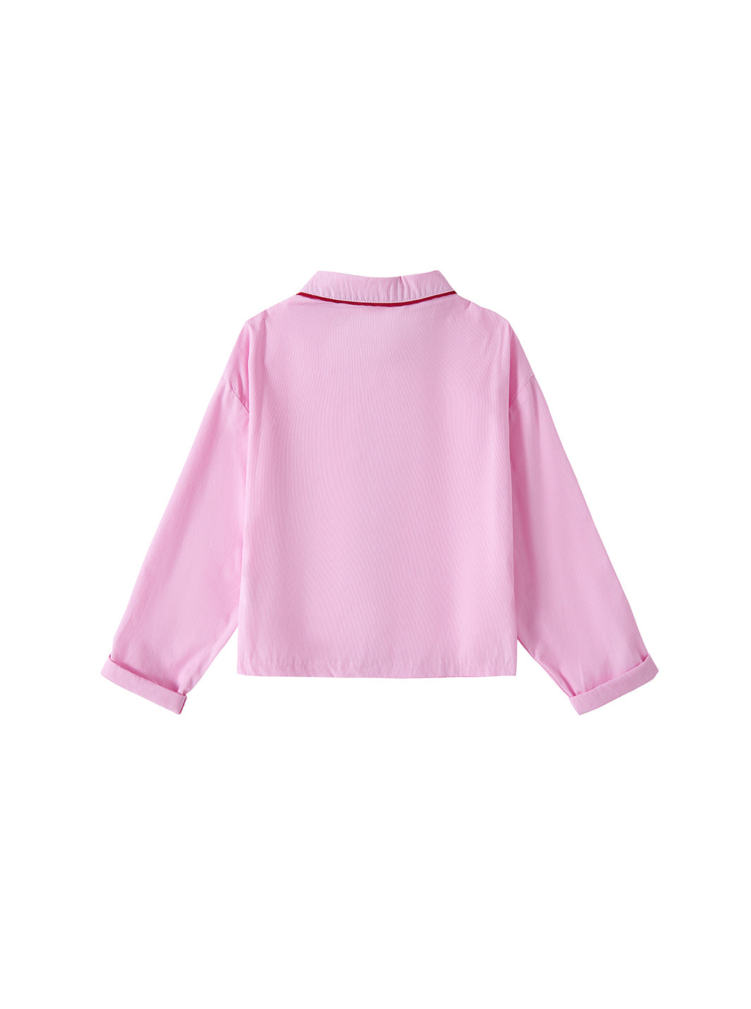 Piping Heart Crop Shirt - Pink