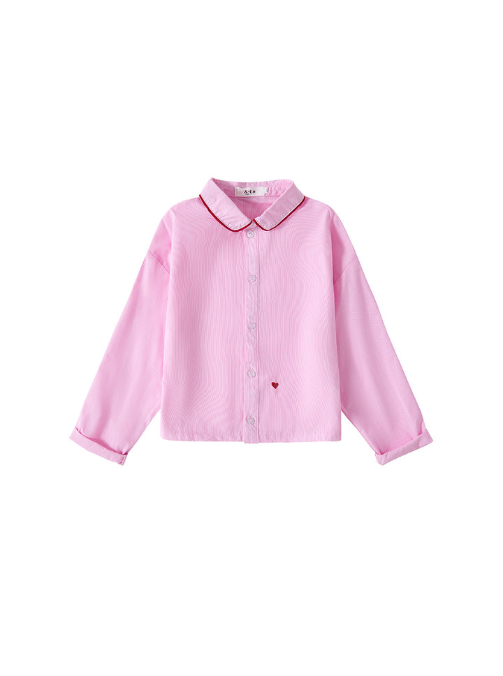 & Lu Piping Heart Crop Shirt - Pink