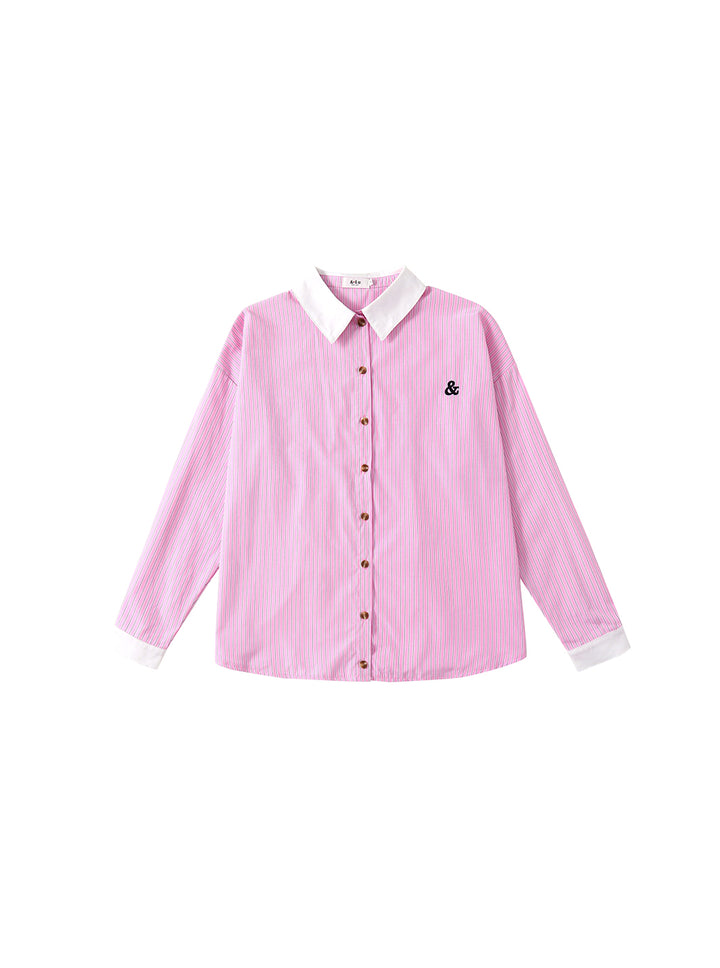 & Lu Striped Emblem Shirt - Pink