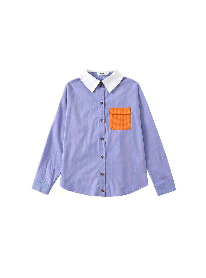 & Lu Striped Checked Pocket Shirt