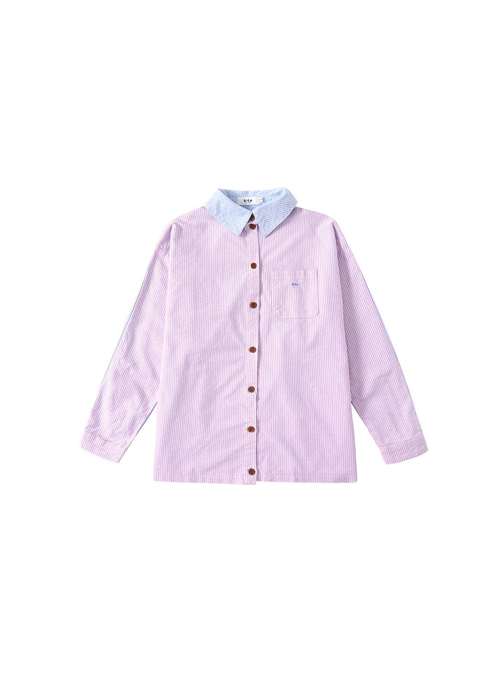 & Lu Half Striped Shirt - Purple