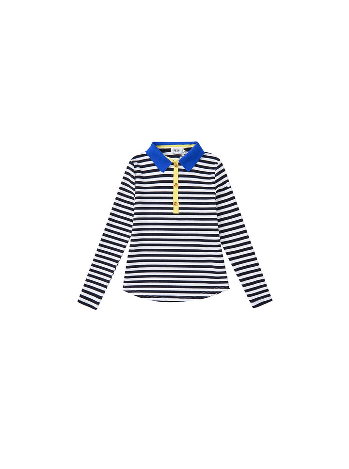 & Lu Striped Collared T-Shirt