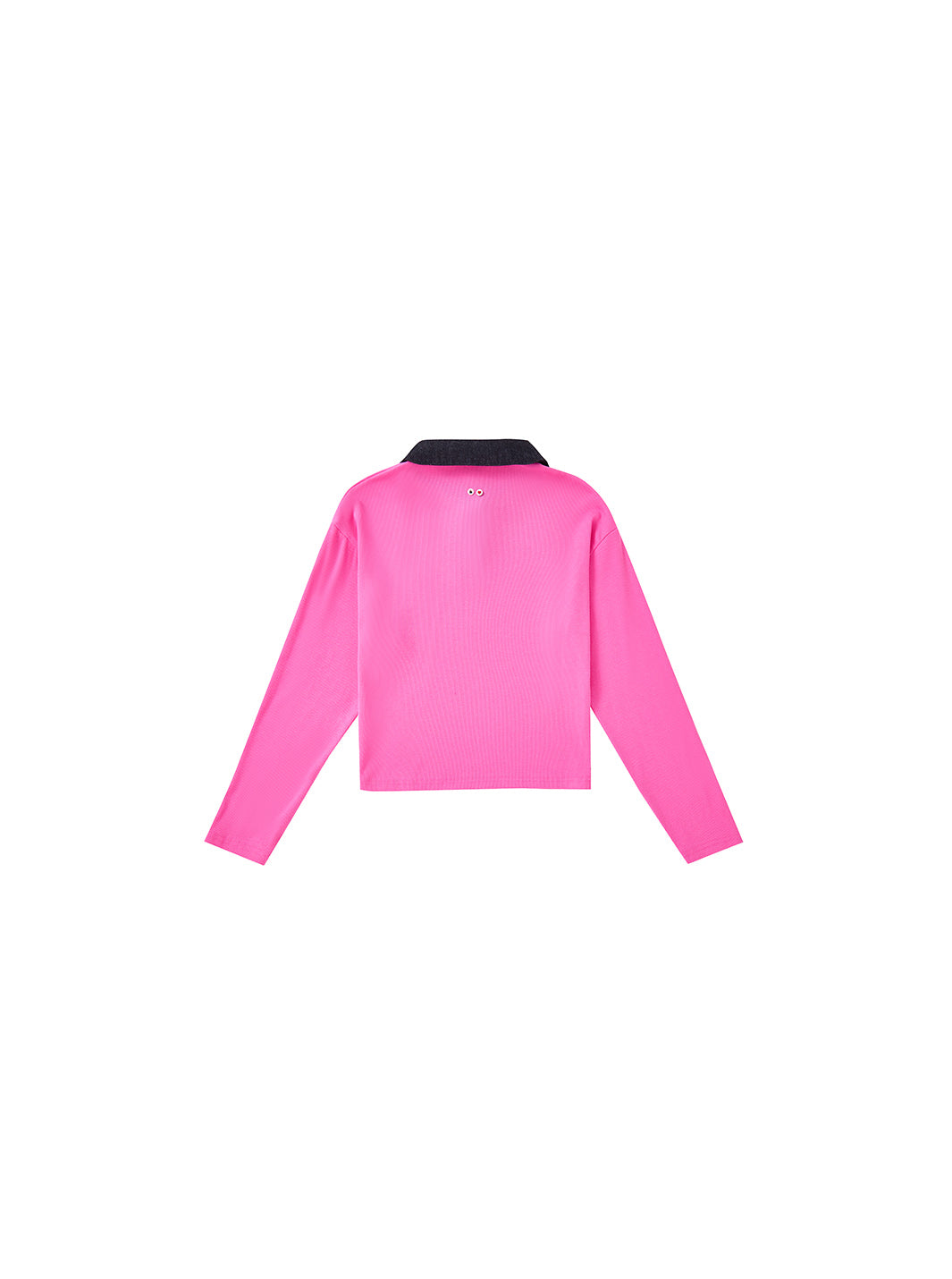 & Lu Collared Denim Crop T-Shirt - Pink
