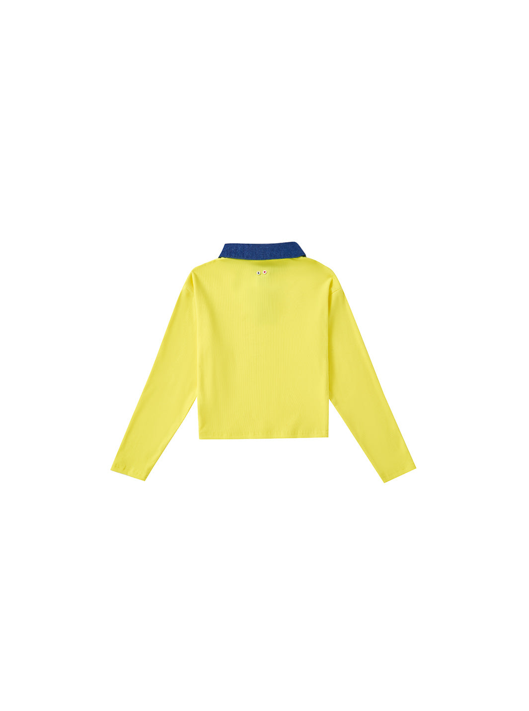 & Lu Collared Denim Crop T-Shirt - Yellow