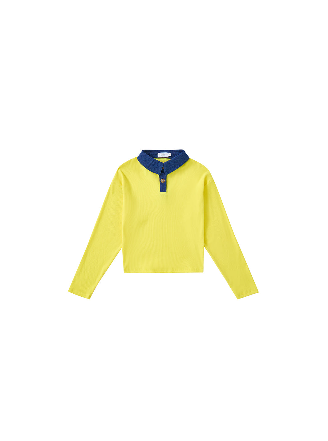 & Lu Collared Denim Crop T-Shirt - Yellow