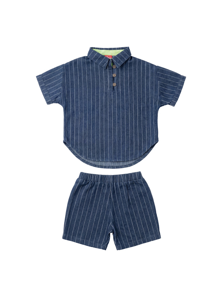 Railroad Stripe  Short Set