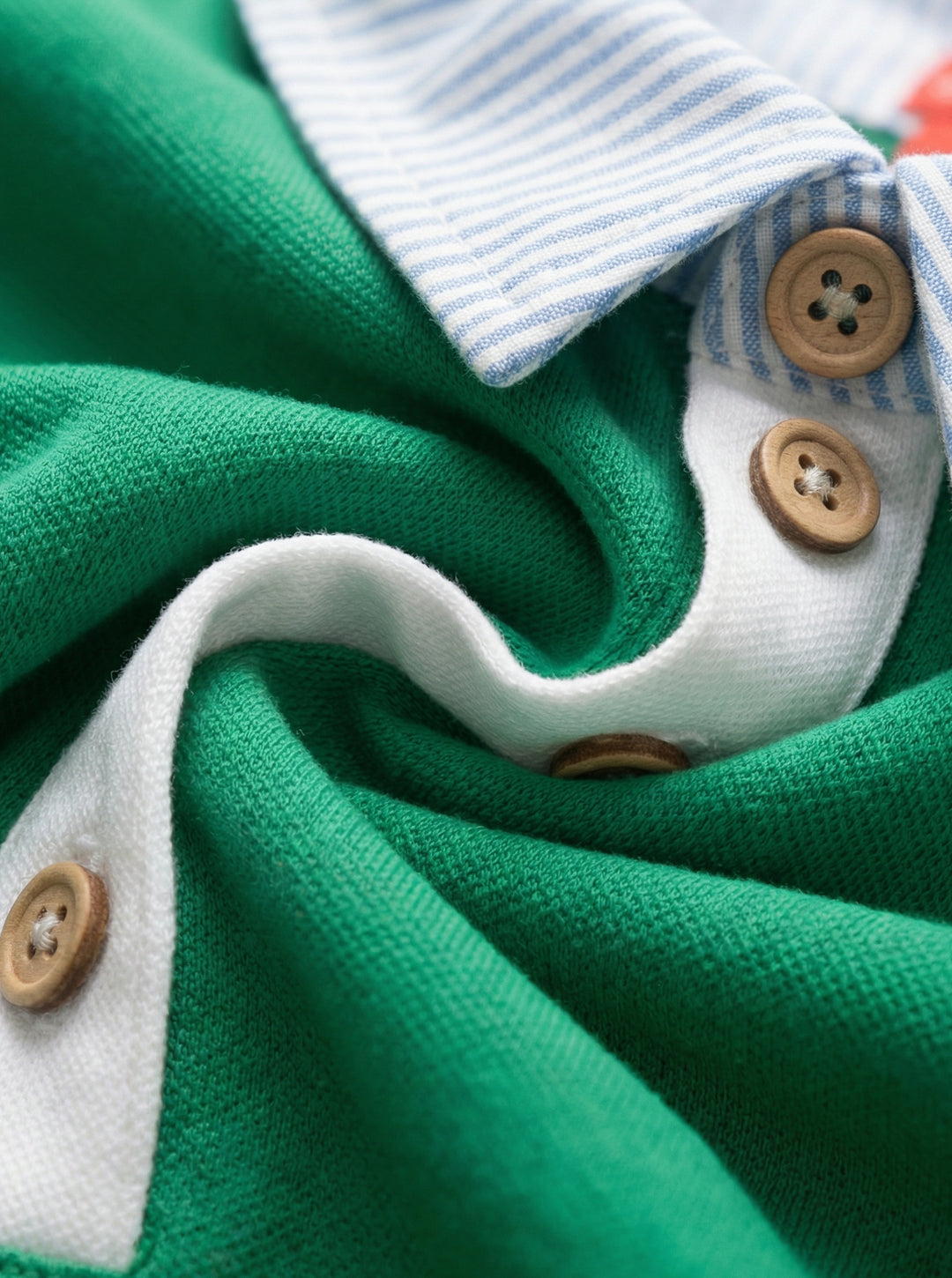 Striped Oxford Collar Short Polo - Green