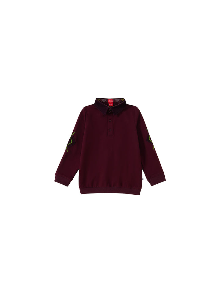 Argyle Story Patch Polo - Burgundy