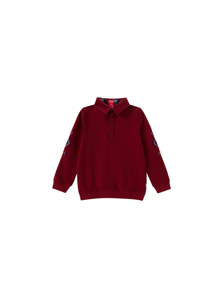 Argyle Story Patch Polo - Maroon