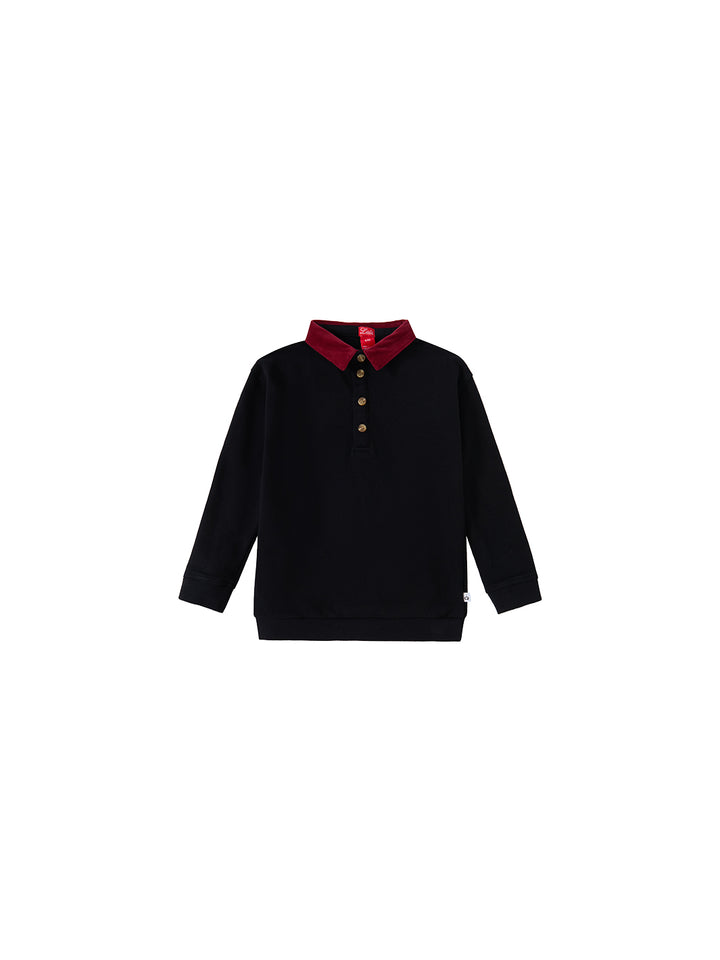 Argyle Story Polo - Black/Burgundy