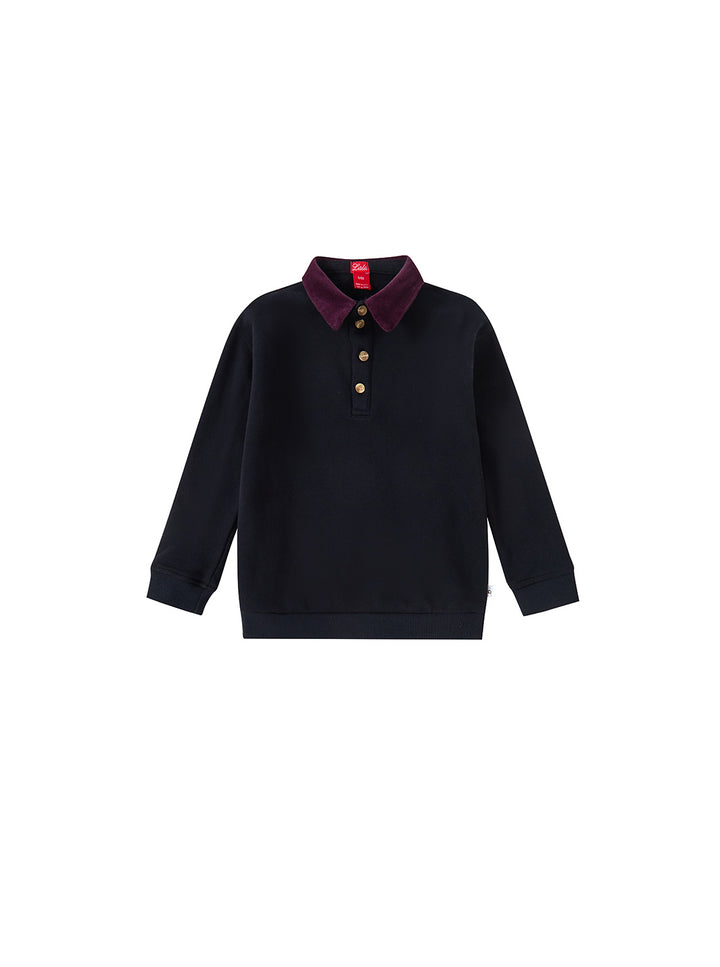 Argyle Story Polo - Black/Plum
