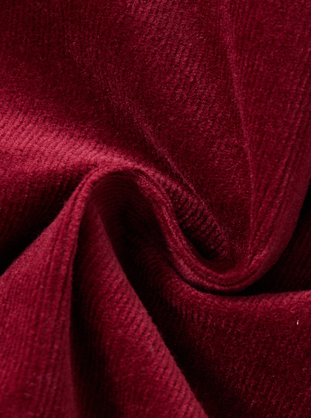 Cord & Check Trim Dress - Burgundy
