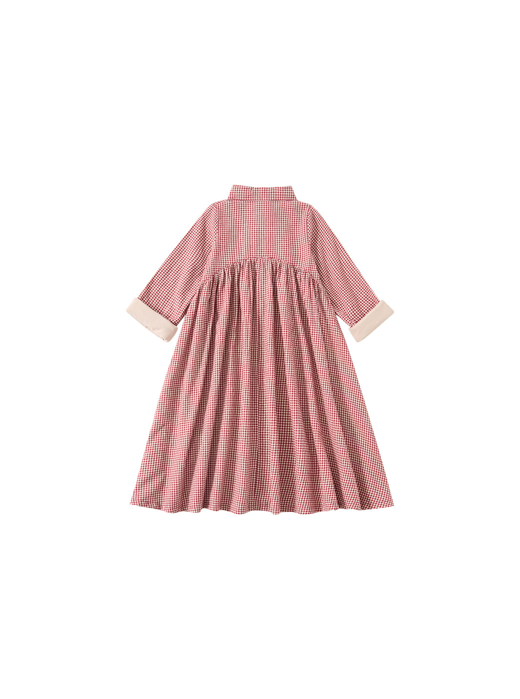 Cord & Check Shirt Style Dress - Burgundy
