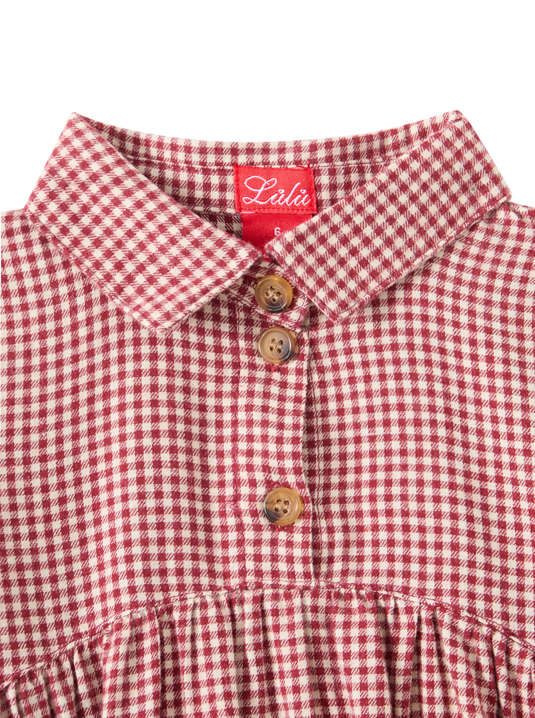 Cord & Check Shirt Style Dress - Burgundy