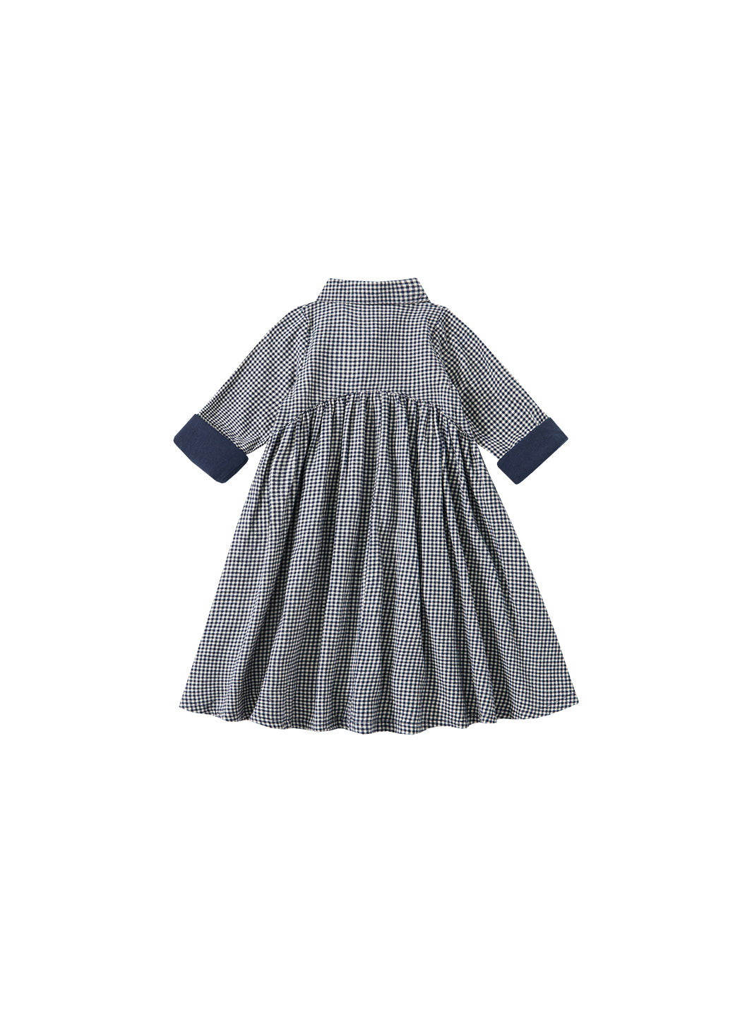 Cord & Check Shirt Style Dress - Navy