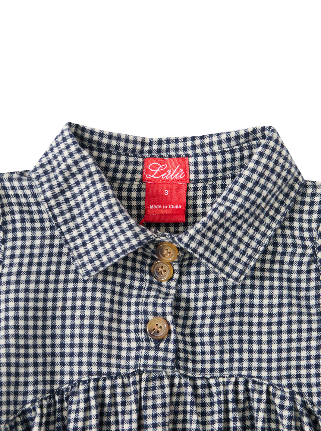 Cord & Check Shirt Style Dress - Navy